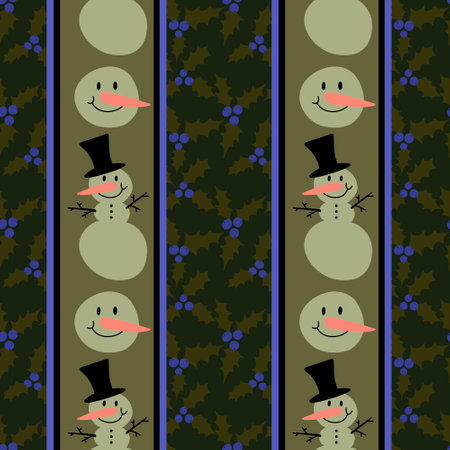 Winter seamless snowman and snowflakes pattern for Christmas wrapping paper and kids notebooks and accessories and fabrics. high quality illustrationの写真素材