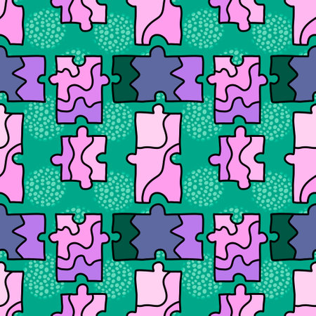 Cartoon seamless puzzles game toys pattern for kids clothes print and wrapping paper and linens and festive packaging. high quality illustrationの写真素材