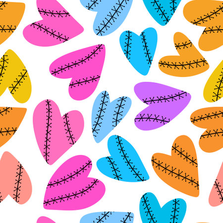 Valentines hearts seamless cartoon pattern for wrapping paper and kids clothes print and fabrics and accessories and linens and textiles. high quality illustrationの写真素材