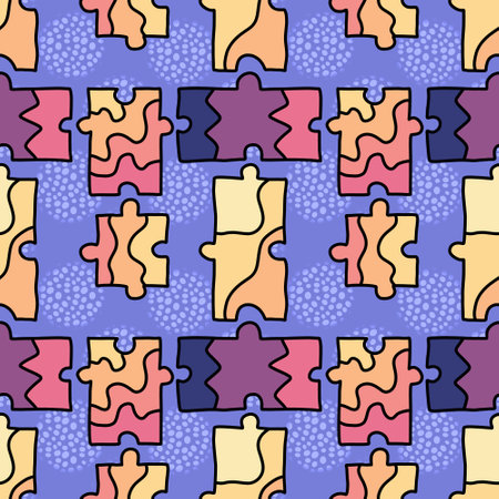 Cartoon seamless puzzles game toys pattern for kids clothes print and wrapping paper and linens and festive packaging. high quality illustrationの写真素材
