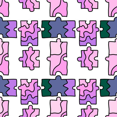 Cartoon seamless puzzles game toys pattern for kids clothes print and wrapping paper and linens and festive packaging. high quality illustrationの写真素材