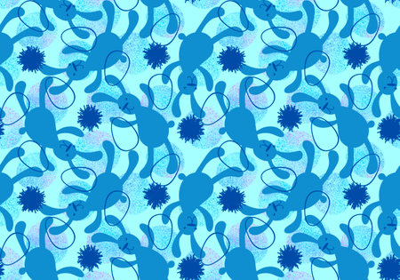 Cartoon animals seamless Easter eggs and rabbit bunnies pattern for wrapping paper and kids clothes...