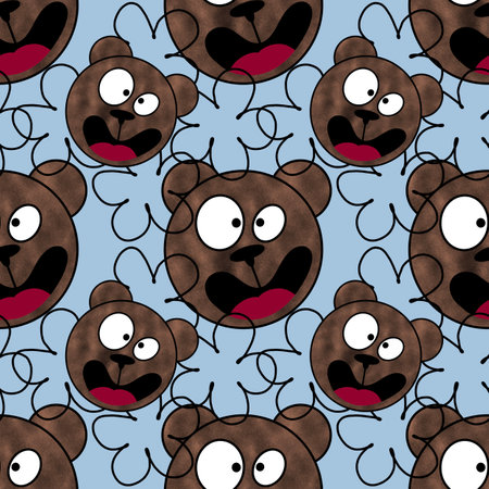 Cartoon toys animals seamless fluffy bears pattern for wrapping paper and fabrics and kids clothes print and accessories and kindergarten and linens. high quality illustrationの写真素材