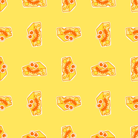 Cartoon cheese seamless funny monsters pattern for wrapping paper and kids clothes print and fabrics and linens and kitchen textiles and fashion and summer accessories. high quality illustrationの写真素材