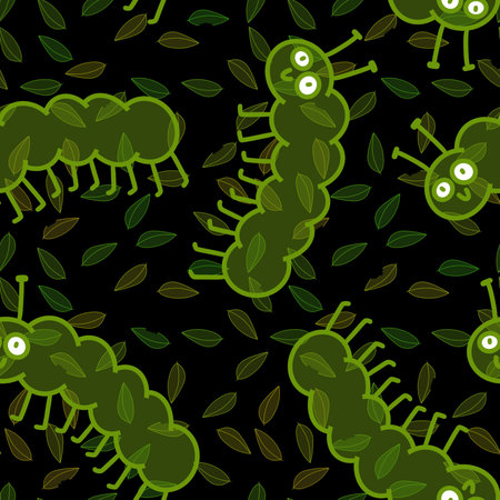 Cartoon summer animals seamless caterpillars pattern for notebooks and wrapping paper and kids clothes print and fabrics and linens and kindergarten. high quality illustrationの写真素材