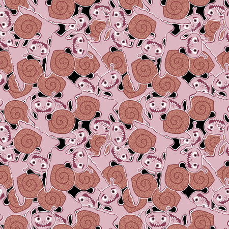 Cartoon animals seamless cute snails pattern for kids clothes print and wrapping paper and fabrics and linens and kindergarten. high quality illustrationの写真素材