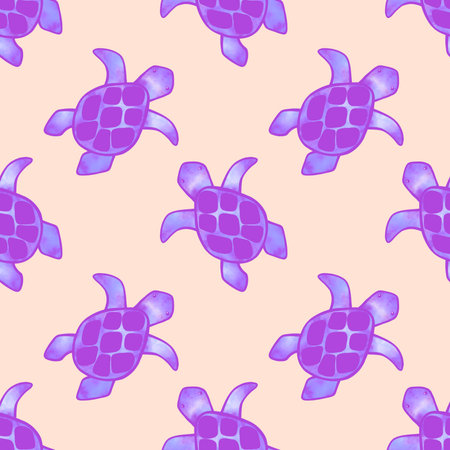 Animals cartoon seamless turtle and water ocean waves pattern for wrapping paper and linens and fabrics and kids clothes print and packaging. high quality illustrationの写真素材