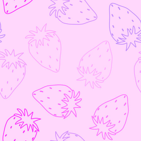 Cartoon fruit doodle seamless strawberry pattern for wrapping paper and fabrics and linens and kids clothes print and summer textiles. high quality illustrationの写真素材