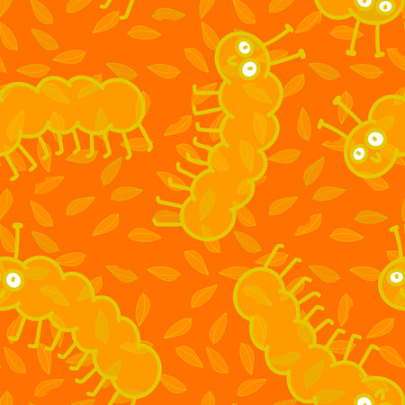 Cartoon summer animals seamless caterpillars pattern for notebooks and wrapping paper and kids clothes print and fabrics and linens and kindergarten. high quality illustrationの写真素材