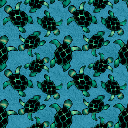Animals cartoon seamless turtle and water ocean waves pattern for wrapping paper and linens and fabrics and kids clothes print and packaging. high quality illustrationの写真素材