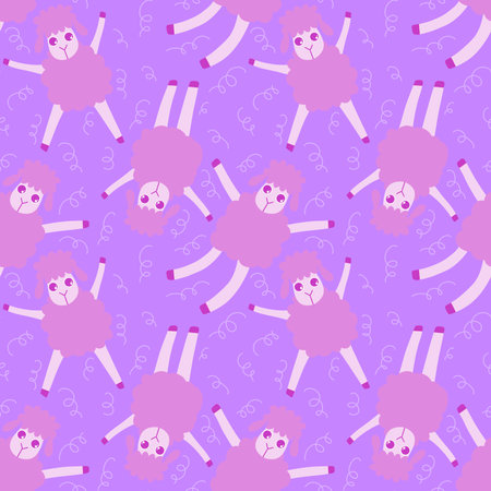 Cartoon animals seamless sheep pattern for wrapping paper and fabrics and linens and kids clothes print and kindergarten. high quality illustrationの写真素材