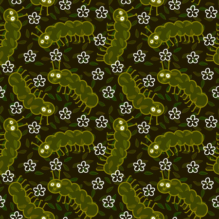 Cartoon summer animals seamless caterpillars pattern for notebooks and wrapping paper and kids clothes print and fabrics and linens and kindergarten. high quality illustrationの写真素材