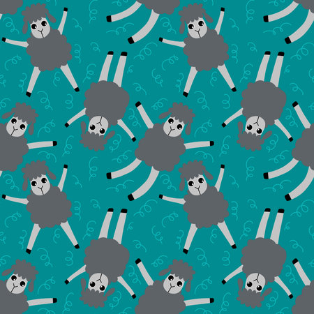 Cartoon animals seamless sheep pattern for wrapping paper and fabrics and linens and kids clothes print and kindergarten. high quality illustrationの写真素材