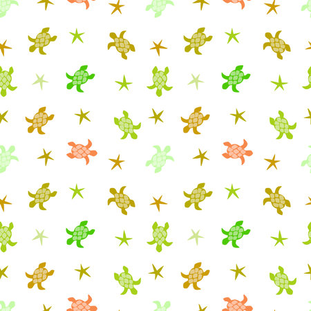 Animals cartoon seamless turtle and water ocean waves pattern for wrapping paper and linens and fabrics and kids clothes print and packaging. high quality illustrationの写真素材