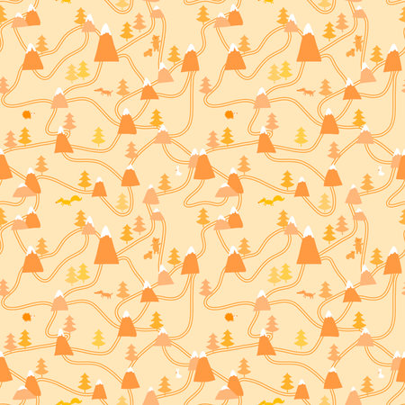 Cartoon forest seamless trees and animals pattern for wrapping paper and kids clothes print and fabrics and linens and festive accessories and travel packaging. high quality illustrationの写真素材