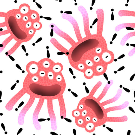 Cartoon monsters seamless emoticons aliens pattern for kids clothes print and wrapping paper and fabrics and linens and kindergarten. high quality illustrationの写真素材