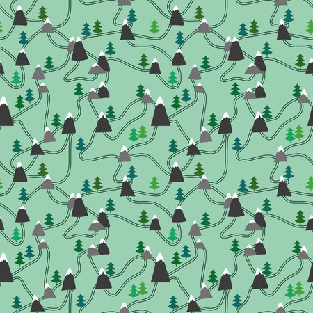 Cartoon forest seamless trees and animals pattern for wrapping paper and kids clothes print and fabrics and linens and festive accessories and travel packaging. high quality illustrationの写真素材