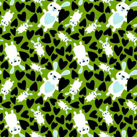 Cartoon animals seamless Easter eggs and rabbit bunnies pattern for wrapping paper and kids clothes print and fabrics and linens and festive packaging. high quality illustrationの写真素材