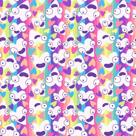 Valentines hearts cartoon pattern for wrapping paper and kids clothes print and fabrics and accessories and linens and textiles. high quality illustrationの写真素材