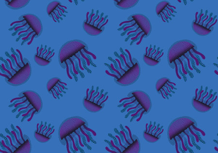 Cartoon ocean animals seamless jellyfish pattern for fabrics and wrapping paper and linens and kids...
