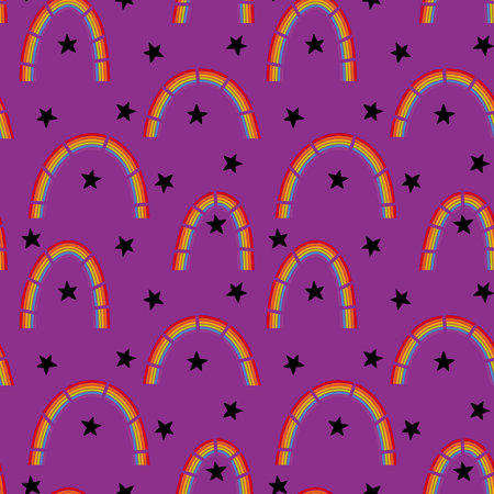 Pride month rainbow seamless pattern for wrapping paper and fabrics and linens and festive packaging. high quality illustrationの写真素材