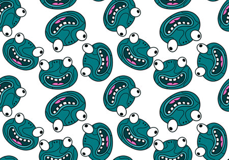 Cartoon kawaii animals seamless frogs pattern for wrapping paper and fabrics and linens and kids clothes print and kindergarten textiles. high quality illustrationの写真素材