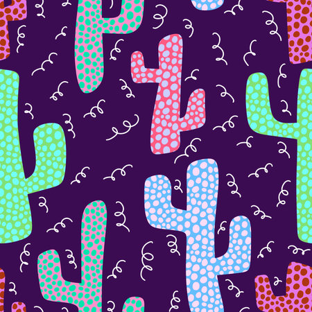 Abstract floral seamless cactus pattern for wrapping paper and fabrics and linens and kids clothes...