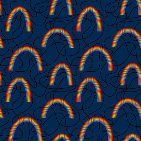 Pride month rainbow seamless pattern for wrapping paper and fabrics and linens and festive packaging. high quality illustrationの写真素材