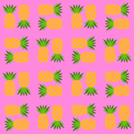 Cartoon summer fruit seamless pineapple pattern for wrapping paper and fabrics and linens and kids clothes print and swimsuit textiles. high quality illustrationの写真素材