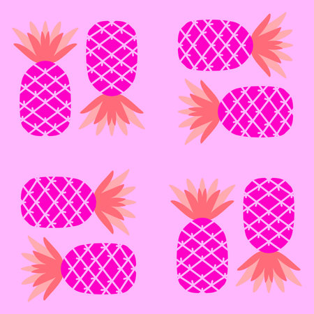 Cartoon summer fruit seamless pineapple pattern for wrapping paper and fabrics and linens and kids clothes print and swimsuit textiles. high quality illustrationの写真素材