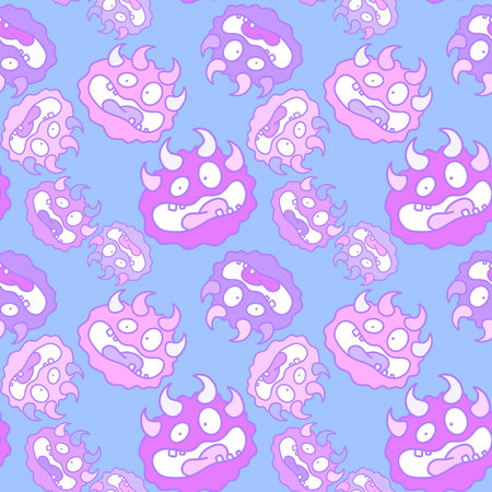 Cartoon monsters seamless emoticons aliens pattern for kids clothes print and wrapping paper and fabrics and linens and kindergarten. high quality illustrationの写真素材