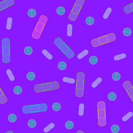 Cartoon medicine seamless pills pattern for wrapping paper and linens and fabrics and packaging and shopsの写真素材