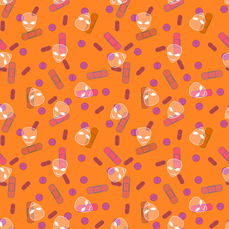 Cartoon medicine seamless pills pattern for wrapping paper and lines and fabrics and packaging and shops and doctors notebooks. high quality illustrationの写真素材
