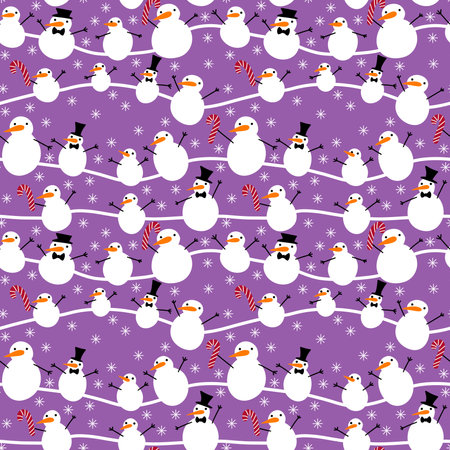 Christmas cartoon snowman seamless new year pattern for wallpaper and fabrics and textiles and packaging and wrapping paper and kids clothes print. high quality illustrationの写真素材