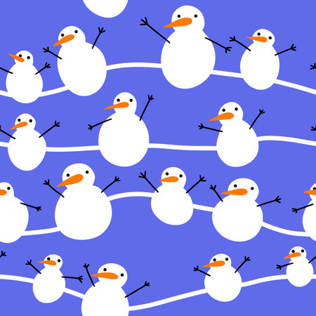 Christmas cartoon snowman seamless new year pattern for wallpaper and fabrics and textiles and packaging and wrapping paper and kids clothes print. high quality illustrationの写真素材