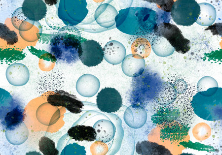 Abstract watercolor seamless paint spots pattern for wrapping paper and kids clothes print and fabrics and lines. high quality illustrationの写真素材