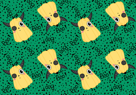 Halloween seamless pumpkins pattern for fabrics and wrapping paper and clothes print and notebooks and accessories and party. high quality illustrationの写真素材