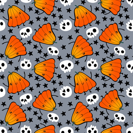 Halloween seamless pumpkins pattern for fabrics and wrapping paper and clothes print and notebooks and accessories and party. high quality illustrationの写真素材