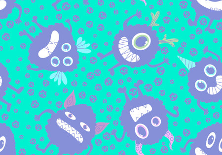 Cartoon monsters seamless emoticons aliens pattern for kids clothes print and wrapping paper and fabrics and linens and kindergarten. high quality illustrationの写真素材