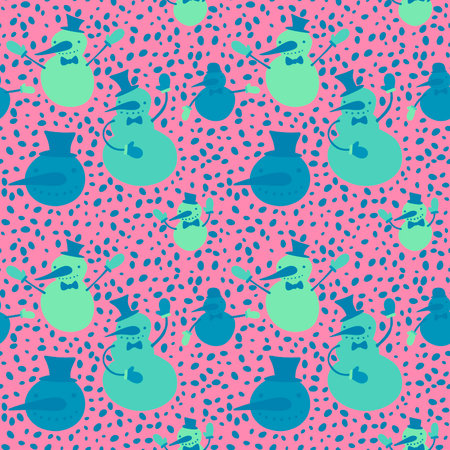 Christmas ice cartoon seamless snowman pattern for new year wrapping paper and fabrics and linens and kids clothes print and festive packaging and winter accessories. high quality illustrationの写真素材