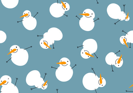 Christmas ice cartoon seamless snowman pattern for new year wrapping paper and fabrics and linens and kids clothes print and festive packaging and winter accessories. high quality illustrationの写真素材