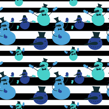 Christmas ice cartoon seamless snowman pattern for new year wrapping paper and fabrics and linens and kids clothes print and festive packaging and winter accessories. high quality illustrationの写真素材