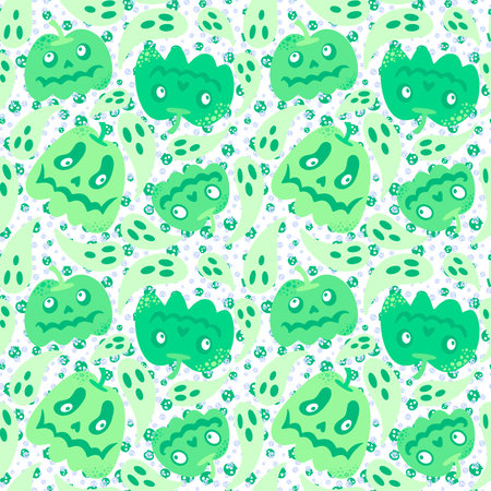 Halloween seamless pumpkins pattern for fabrics and wrapping paper and clothes print and notebooks and accessories and party. high quality illustrationの写真素材