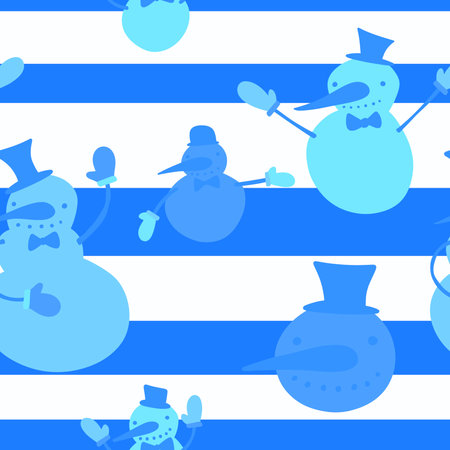 Christmas ice cartoon seamless snowman pattern for new year wrapping paper and fabrics and linens and kids clothes print and festive packaging and winter accessories. high quality illustrationの写真素材