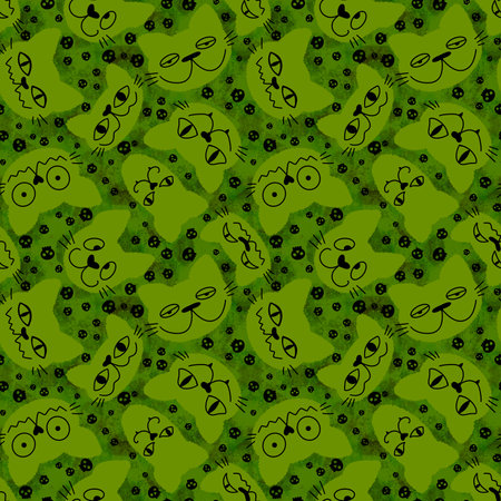 Cartoon animals seamless Halloween cat pattern for wrapping paper and fabrics and linens and kids clothes print and festive packaging and summer accessories. high quality illustrationの写真素材