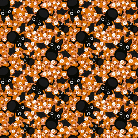 Cartoon seamless Halloween bats pattern for wrapping paper and fabrics and linens and kids accessories and festive packaging and animals print. high quality illustrationの写真素材