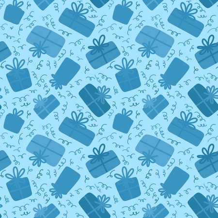 Festive gift box seamless pattern for wrapping paper and fabrics and linens and kids clothes print and party accessories. high quality illustrationの写真素材