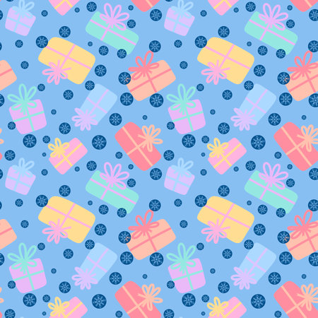 Festive gift box seamless pattern for wrapping paper and fabrics and linens and kids clothes print and party accessories. high quality illustrationの写真素材
