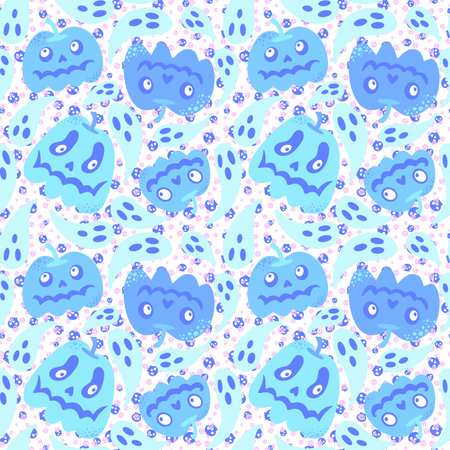 Halloween seamless pumpkins pattern for fabrics and wrapping paper and clothes print and notebooks and accessories and party. high quality illustrationの写真素材