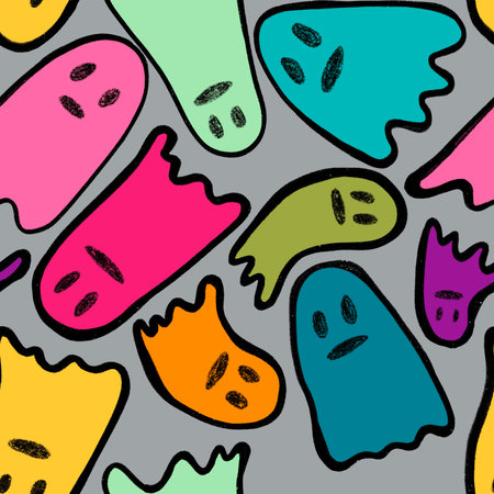 Halloween ghost seamless cartoon pattern for wrapping paper and fabrics and linens and kids clothes print and packaging and festive accessories. high quality illustrationの写真素材